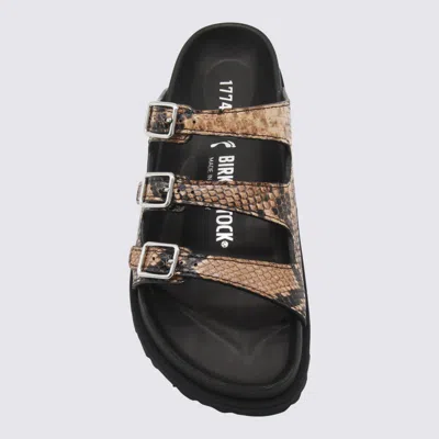 Birkenstock Florida Snake Leather Sandals With Adjustable Straps In Brown