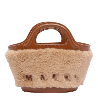 Marni Tropicalia Handbag Detachable Strap In Sand