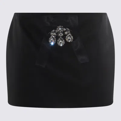 Dolce & Gabbana Black Bow-embellished Satin Mini Skirt In Black
