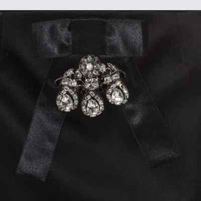 Dolce & Gabbana Black Bow-embellished Satin Mini Skirt In Black