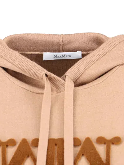 Max Mara Virgin Wool Hoodie In Brown