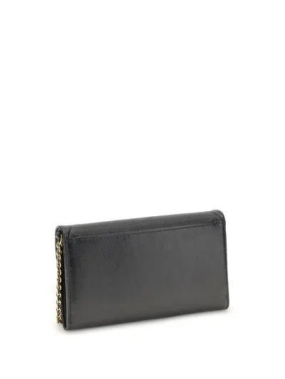 Chloé Spin Wallet With Flap And Chain In Black