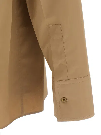 Gucci Beige Shirt With Classic Collar And Tonal Logo Lettering Embroidery On The Front In Cotton Man In Neutral