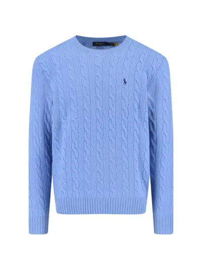 Polo Ralph Lauren Cable-knit Wool-cashmere Jumper In Blue