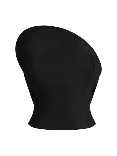 Magda Butrym Sculptural One-shoulder Bustier With Architectural Elements In Black