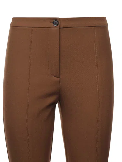 Pinko Pietanze Skinny Trousers With Adjustable Bottom In Brown