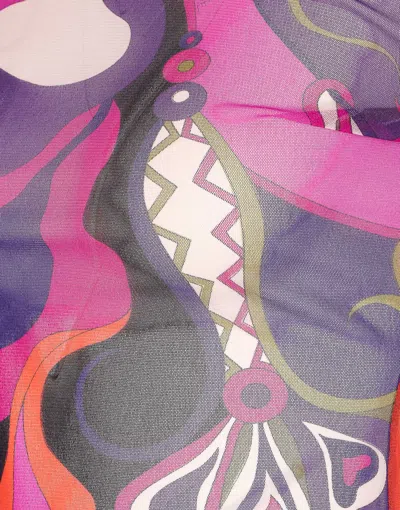 Pucci Abstract-print Turtleneck Sheer Top Clothing In Multi