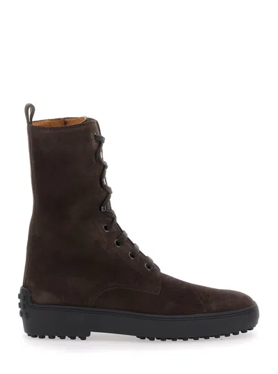 Tod's Ankle Boots High-top Silhouette In Brown
