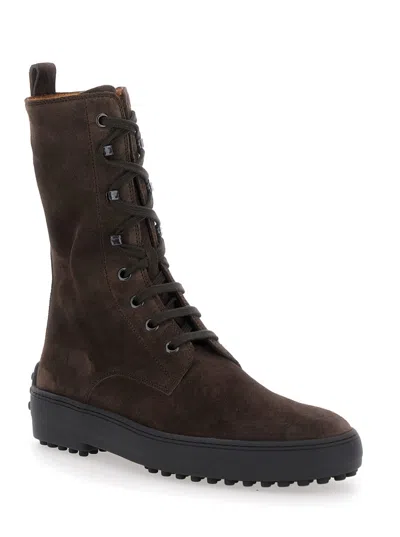 Tod's Ankle Boots High-top Silhouette In Brown