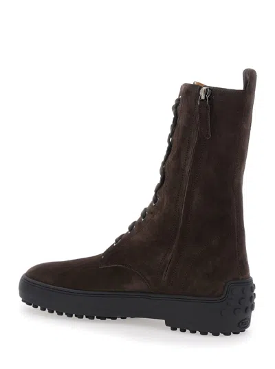 Tod's Ankle Boots High-top Silhouette In Brown