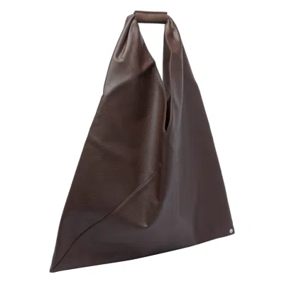 Mm6 Maison Margiela Triangular Shoulder Bag With Minimalist Design And Spacious Interior In Brown