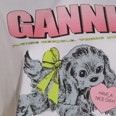 Ganni Women Puppy Print And Logo T-shirt In White