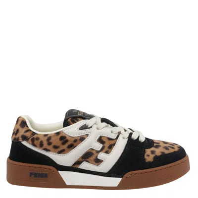 Fendi Low-top Platform In Multicolor Cavallino Calfskin And Suede In Multi