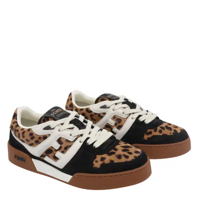 Fendi Low-top Platform In Multicolor Cavallino Calfskin And Suede In Multi