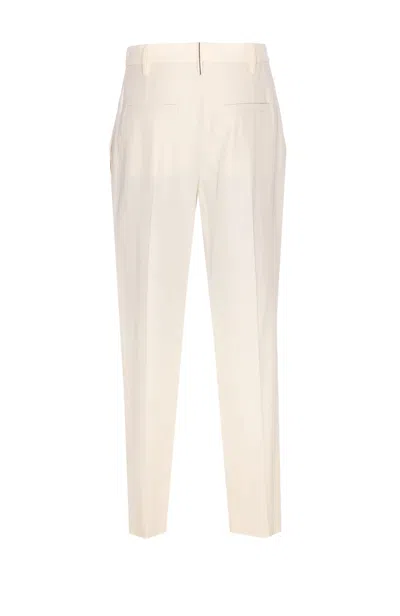 Brunello Cucinelli Pleated Canvas Twill Tailored Pants In Neutral