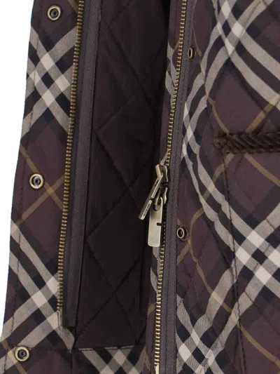 Burberry Cropped Quilted Nylon Jacket With Check Pattern Women In Multi