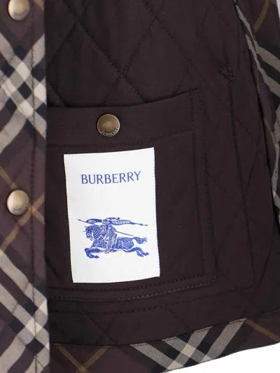 Burberry Cropped Quilted Nylon Jacket With Check Pattern Women In Multi