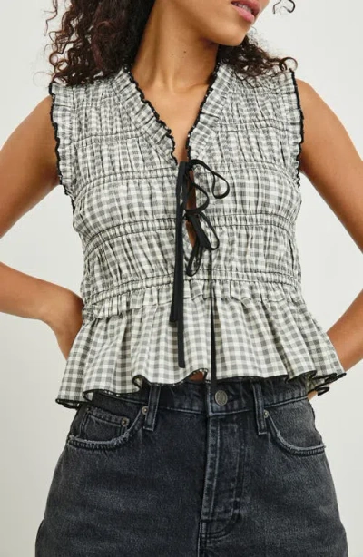 Rails Womens Ivory Jet Gingham Martine Checked Cotton-blend Poplin Top In Multi