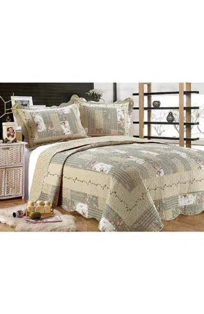 J&v Textiles J And V Textiles Reversible Quilt Set In Brown