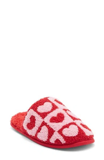 Honeydew Heart Checkerboard Scuff Slipper In Multi
