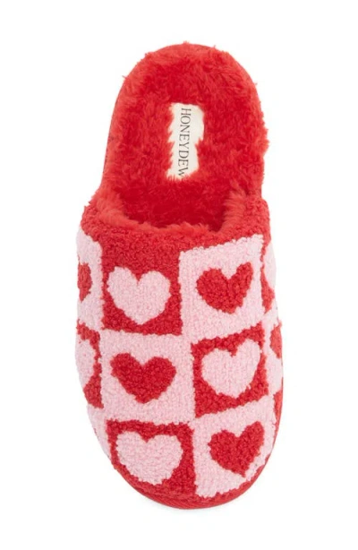 Honeydew Heart Checkerboard Scuff Slipper In Multi
