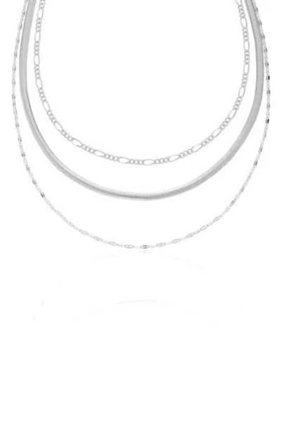 Ettika Layered Mixed Chain Necklace In Silver