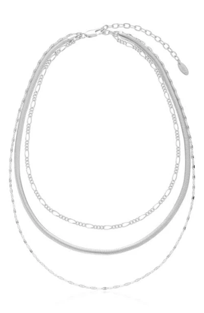 Ettika Layered Mixed Chain Necklace In Silver