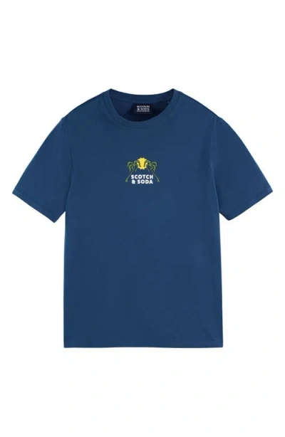 Scotch & Soda Crewneck Graphic T-shirt In Blue