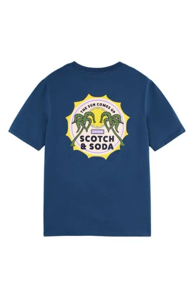 Scotch & Soda Crewneck Graphic T-shirt In Blue