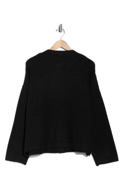 Max Studio Waffle Button Front Cardigan In Black