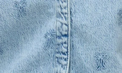 Vero Moda Embroidered Snap-up Denim Shirt In Blue