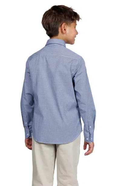 Tailorbyrd Kids' Signature Gingham Print Button-up Shirt In Blue