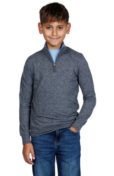 Tailorbyrd Kids' Brushed Mélange Quarter Zip Pullover In Gray