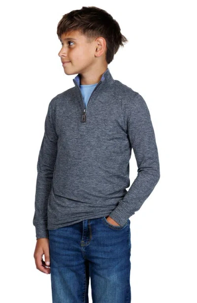 Tailorbyrd Kids' Brushed Mélange Quarter Zip Pullover In Gray