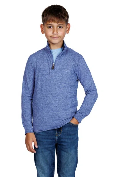 Tailorbyrd Kids' Brushed Mélange Quarter Zip Pullover In Blue