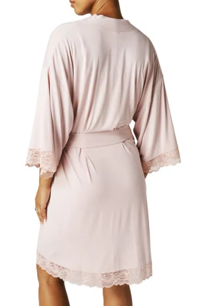 Posh Peanut Lace Trim Robe In Neutral