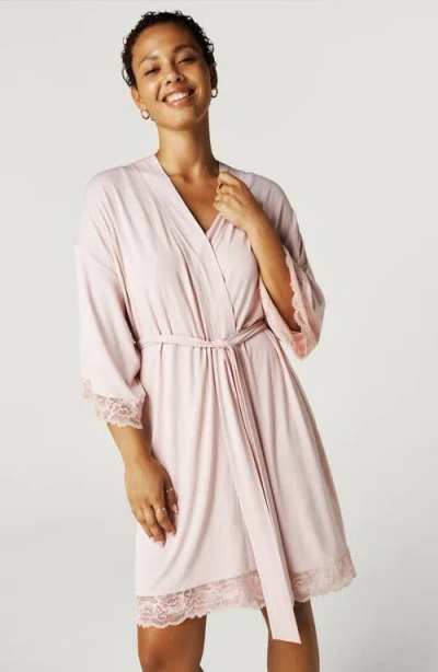 Posh Peanut Lace Trim Robe In Neutral