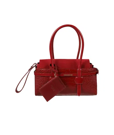 Dsquared2 Logo Stamp Twin Shoulder Bag In Red