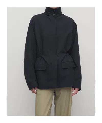 The Row Tanera Hooded Wool-gabardine Jacket In Blue