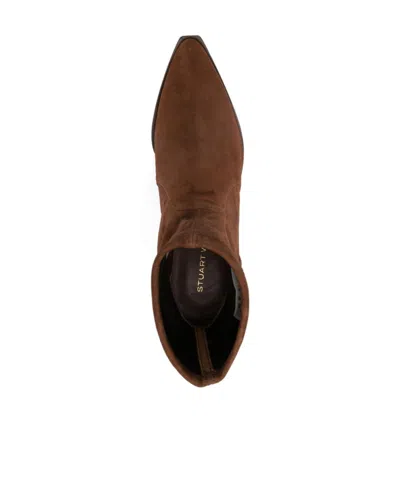 Stuart Weitzman Yuliana Pointed-toe Sock Boots In Brown