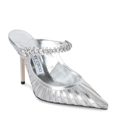 Jimmy Choo Striped Mesh Stiletto Pumps Strap In Gray