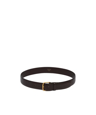 The Row Smooth Square Buckle Leather Belt In Black
