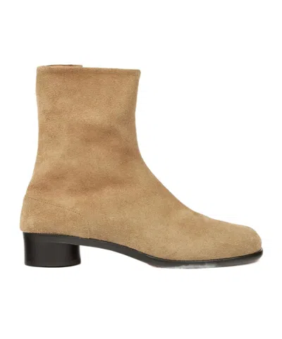 Maison Margiela Beige Suede Tabi Ankle Boots In Neutral