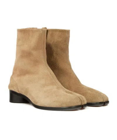 Maison Margiela Beige Suede Tabi Ankle Boots In Neutral