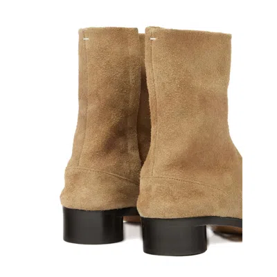 Maison Margiela Beige Suede Tabi Ankle Boots In Neutral
