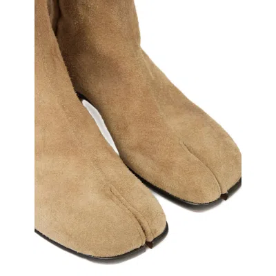 Maison Margiela Beige Suede Tabi Ankle Boots In Neutral