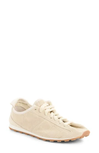 Jacquemus Sneaker Tennis In Ivory Crocodile Effect Suede Women In Neutral