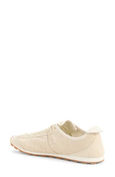 Jacquemus Sneaker Tennis In Ivory Crocodile Effect Suede Women In Neutral