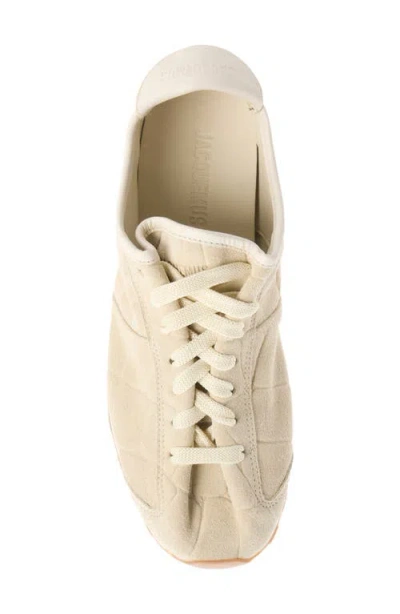 Jacquemus Sneaker Tennis In Ivory Crocodile Effect Suede Women In Neutral
