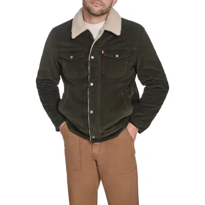 Levi's Corduroy & Faux Shearling Depot Jacket In Green